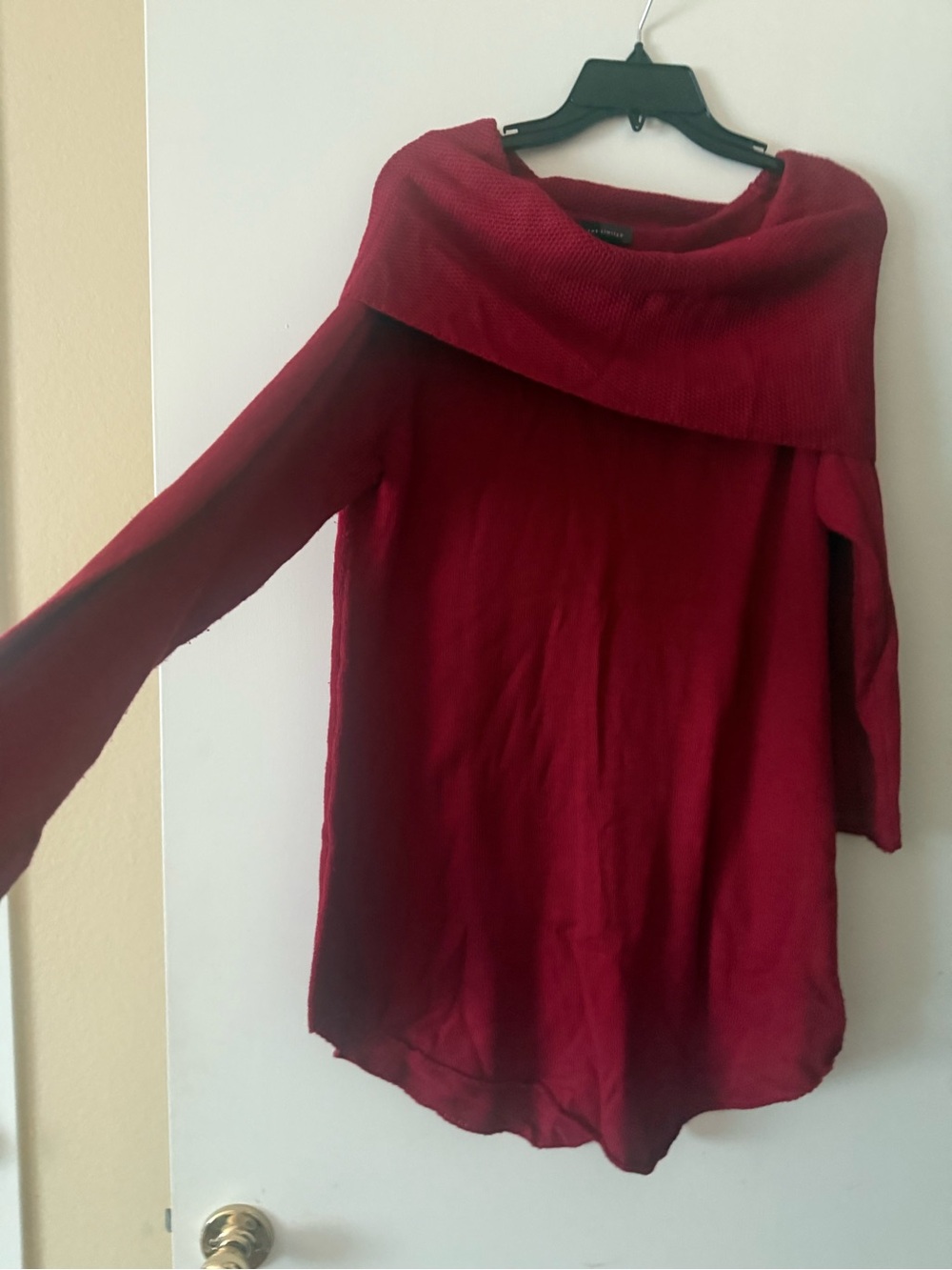 The Limited Off-Shoulder Sweater in Deep Wine Red